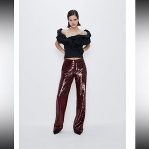Zara red sequin pants